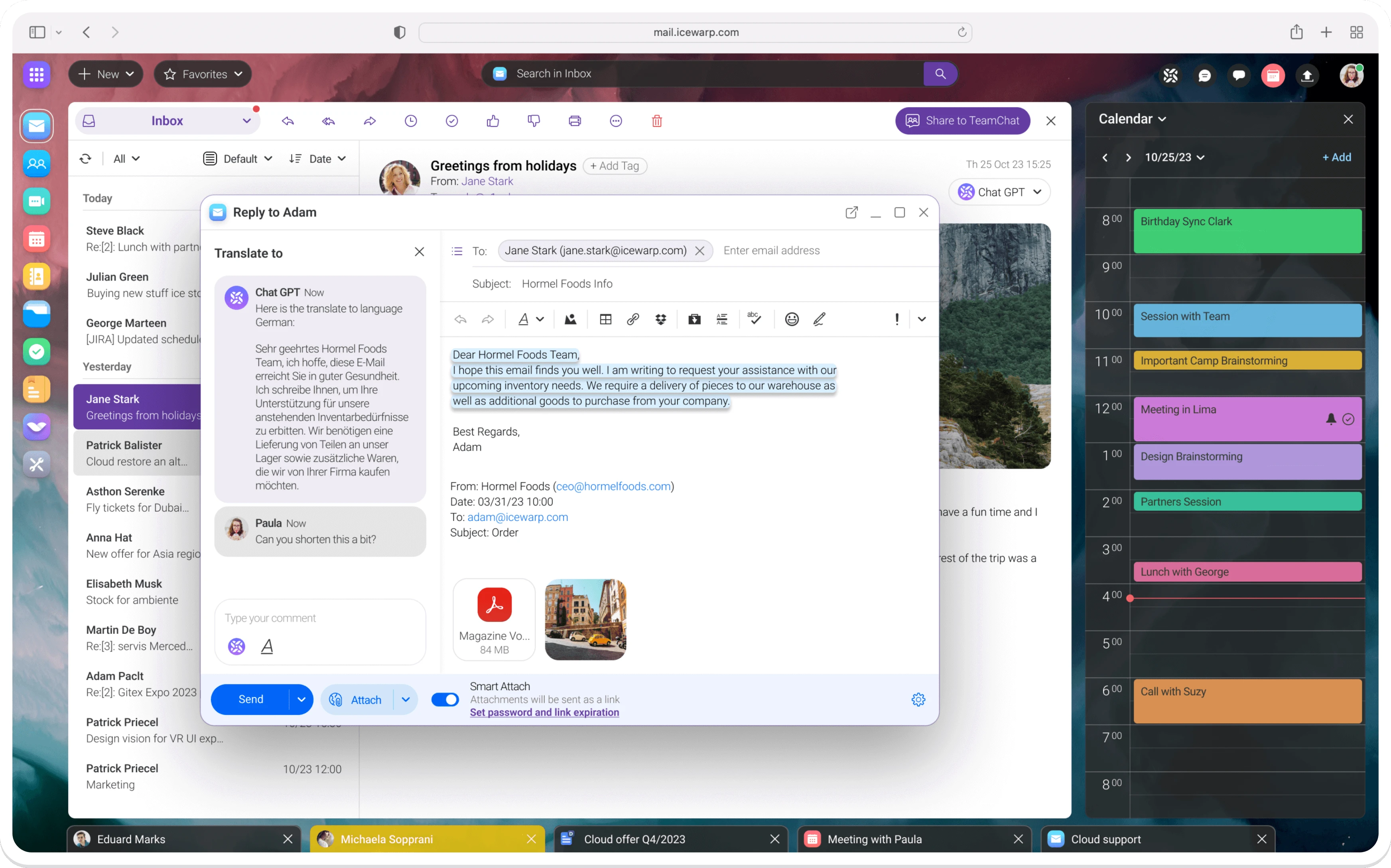 IceWarp Dashboard - widok desktopu